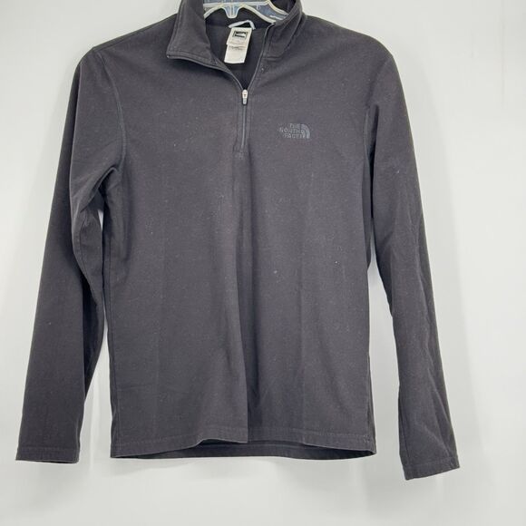THE NORTH FACE TKA 1/4 Zip Fleece Pullover Mens Sz S Black Lightweight - Picture 1 of 6